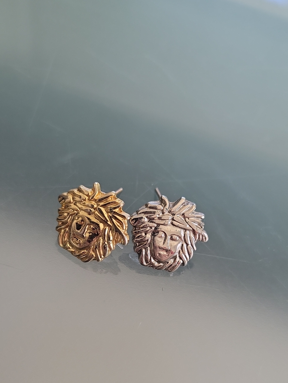 Versace Stud Earrings Gold And Silver Tone Customized